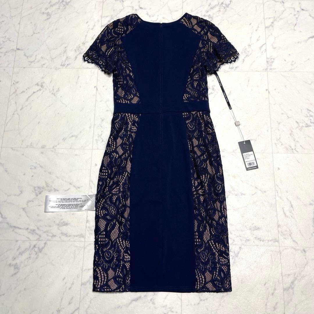 みず✨タダシショージ クレメントレースパネルドレス ワンピース ネイビー