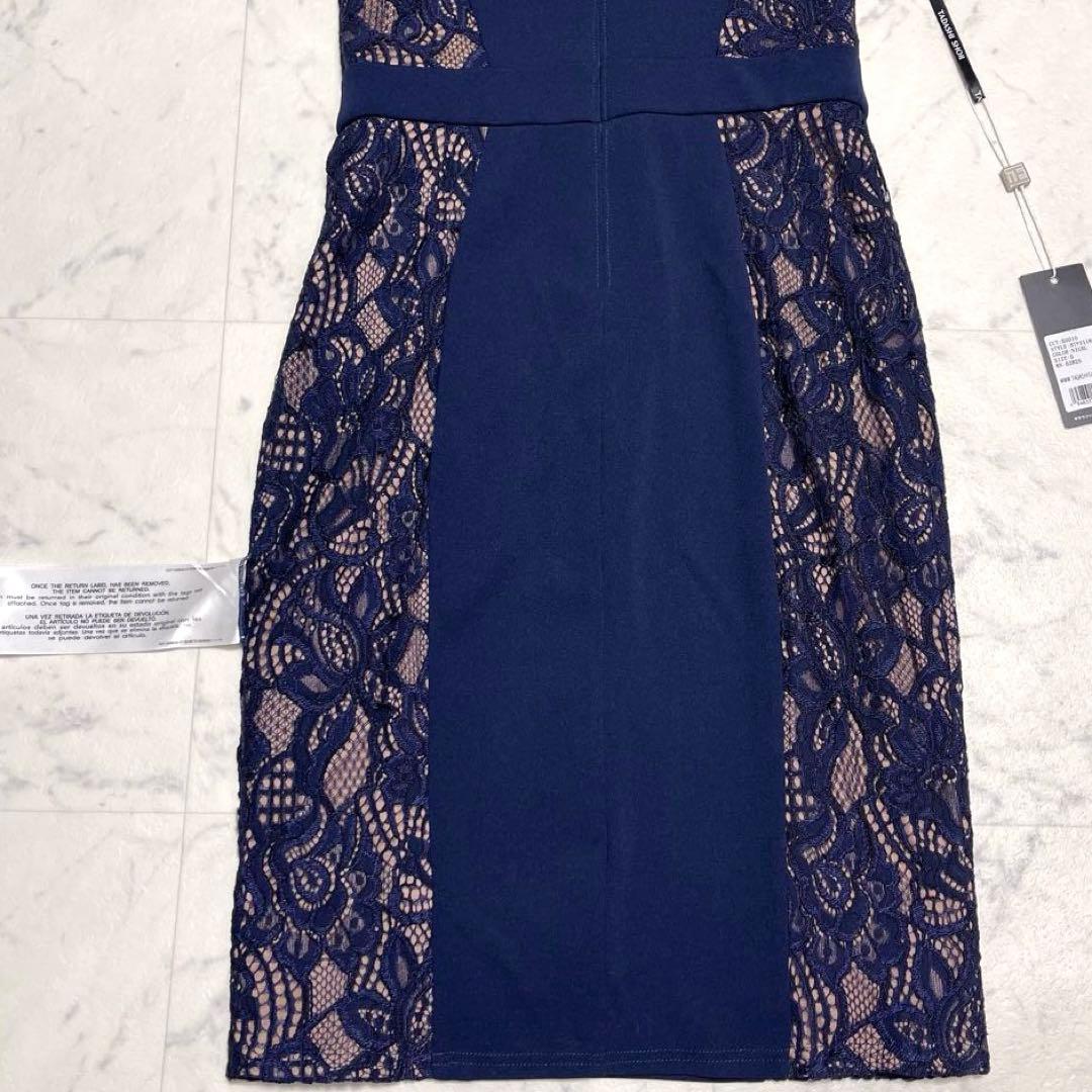 みず✨タダシショージ クレメントレースパネルドレス ワンピース ネイビー