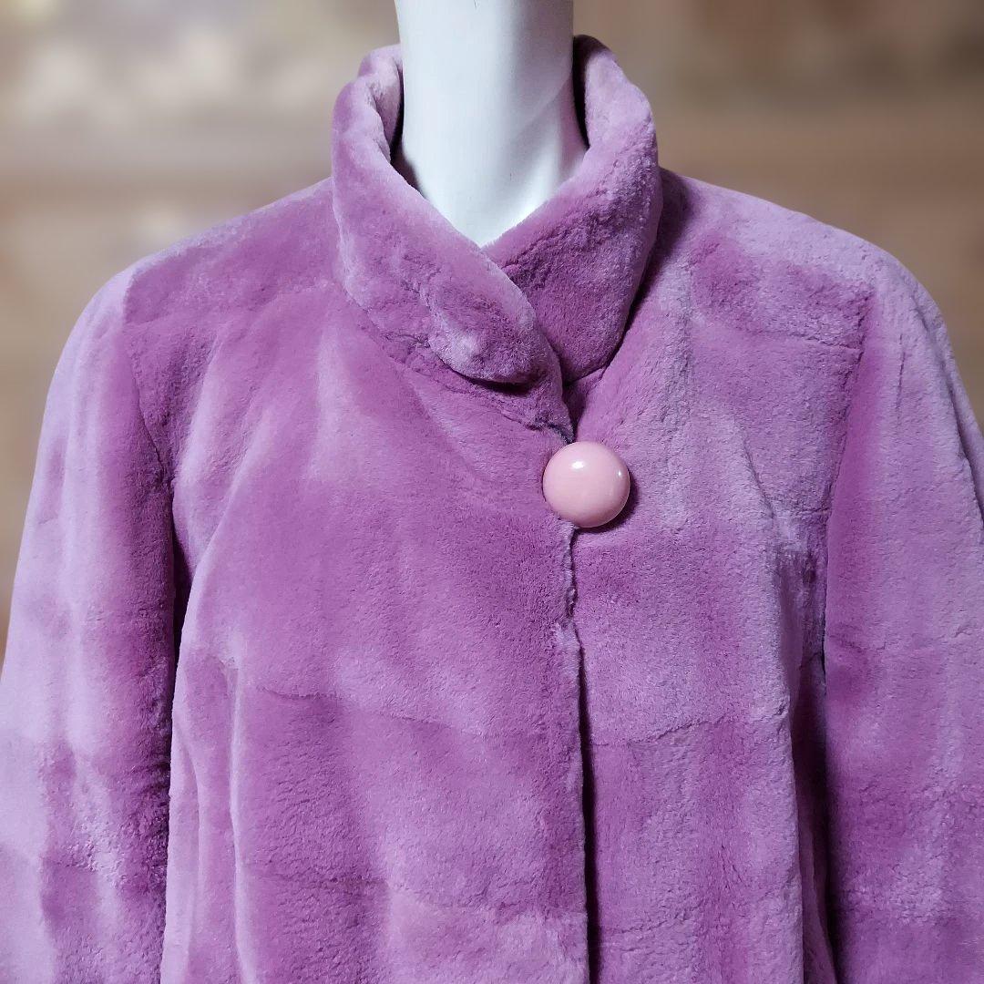 シェアードミンク 2way(襟、袖口)ロングコート　ピンク