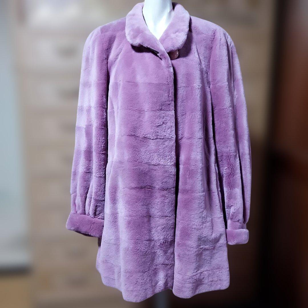 シェアードミンク 2way(襟、袖口)ロングコート　ピンク