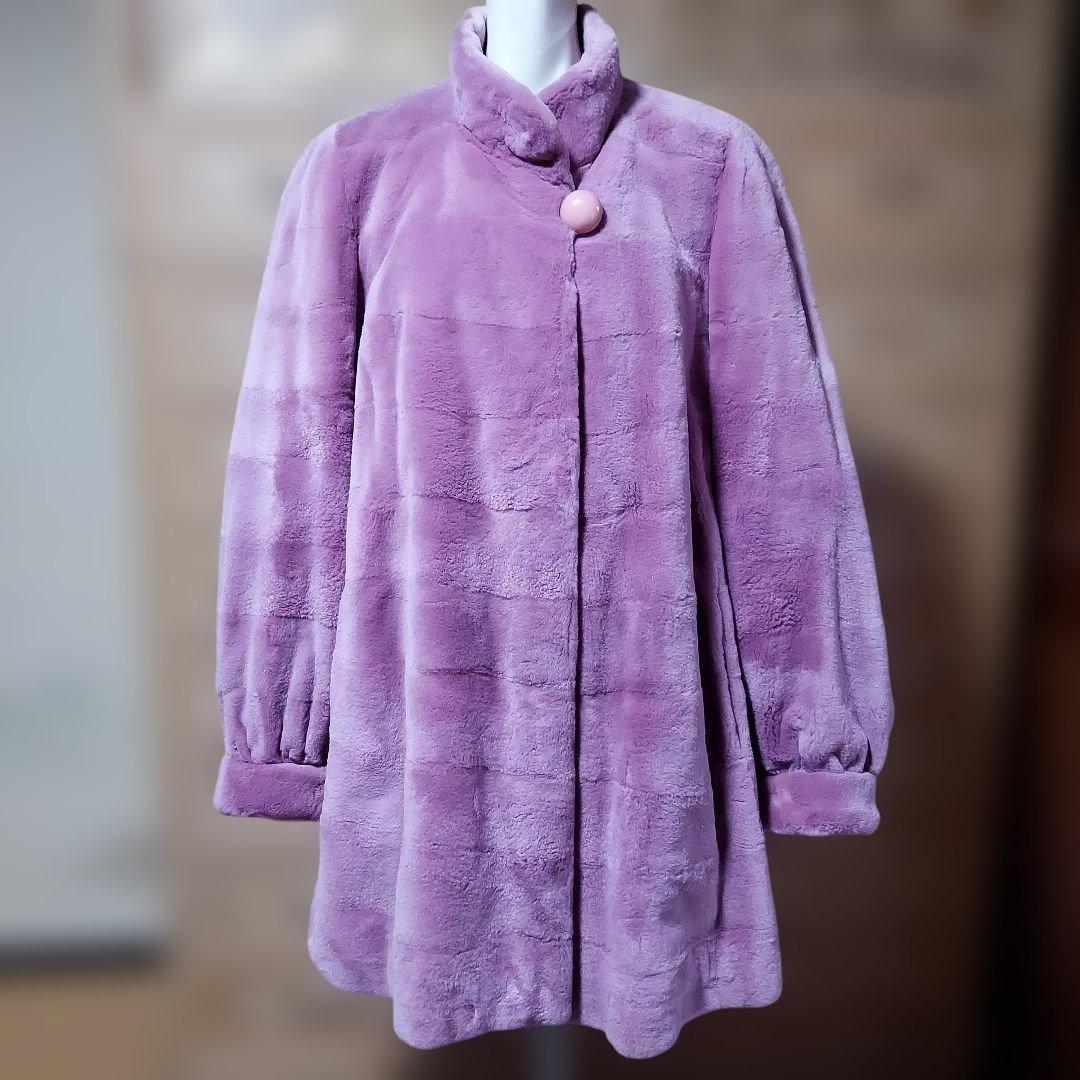 シェアードミンク 2way(襟、袖口)ロングコート　ピンク