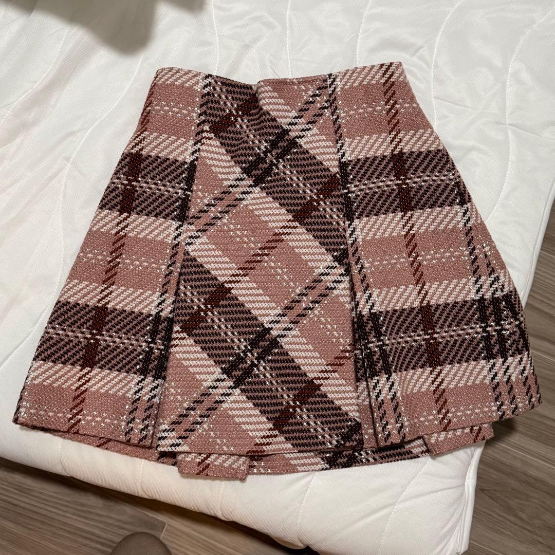 ロービングチェックミニスカート　SNIDEL スナイデル　ピンク