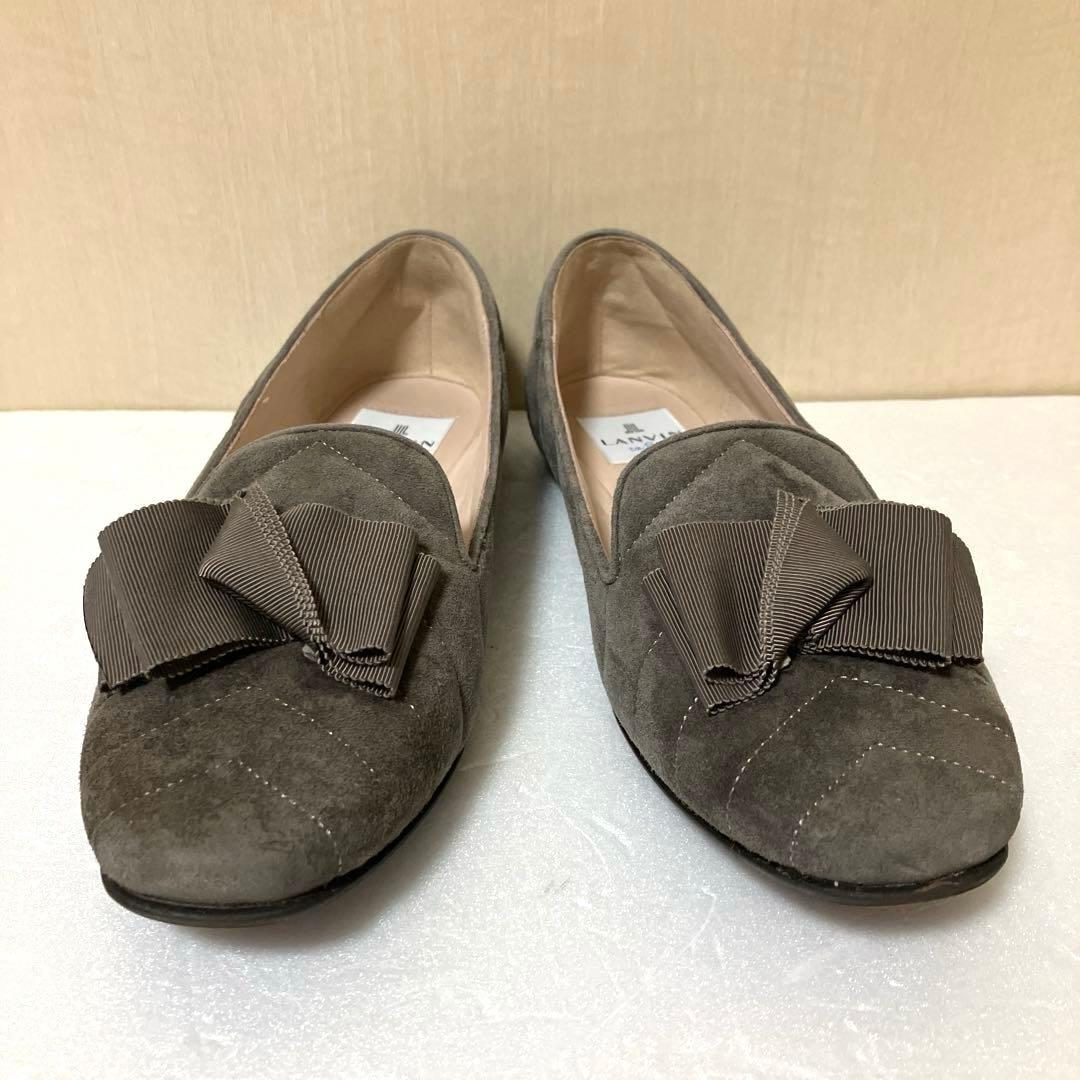 LANVIN en Bleu リボンモチーフキルティングカッターパンプス