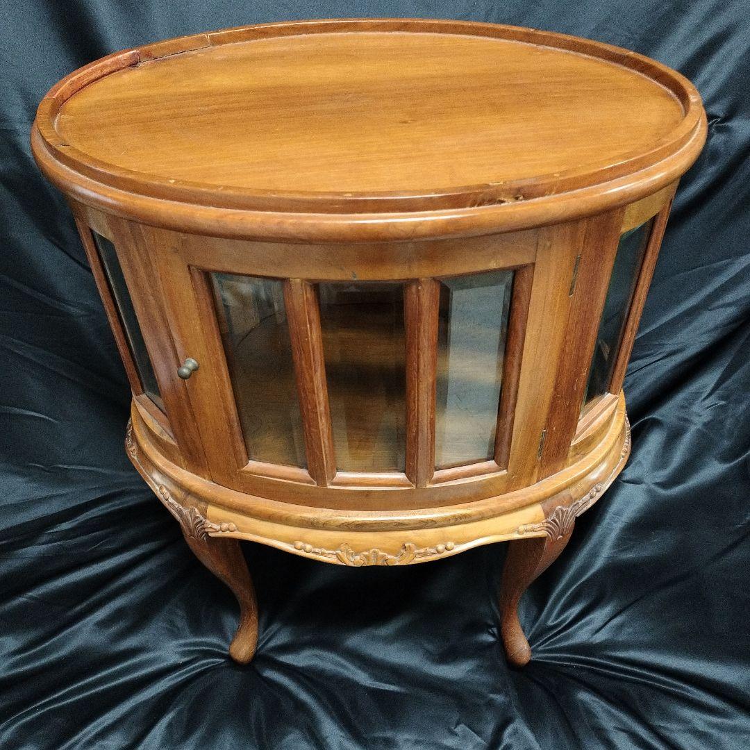 猫脚 アンティーク カットガラス ショーケース レトロ