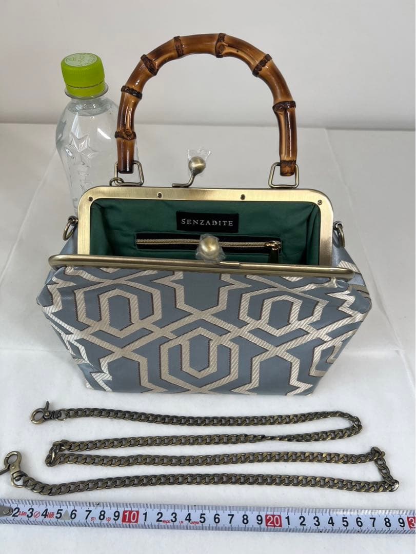 Ｋ　バンブーバッグ　斜めがけ　シルバー　グレー　和装　洋服