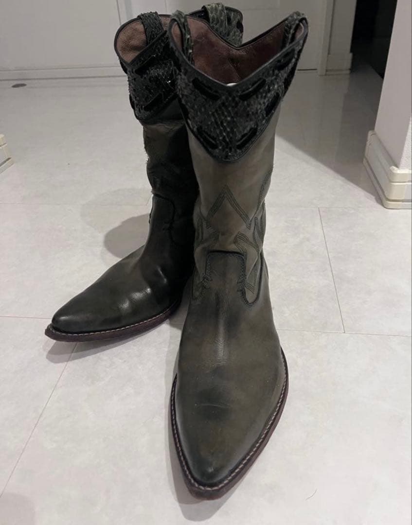 IZREEL ウエスタンブーツ 緑 44