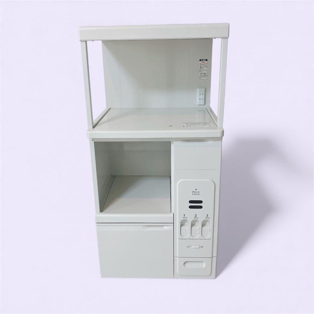 レンジ台 レンジボード 米びつ 12kg付 ホワイト 白 キッチンボード ラック