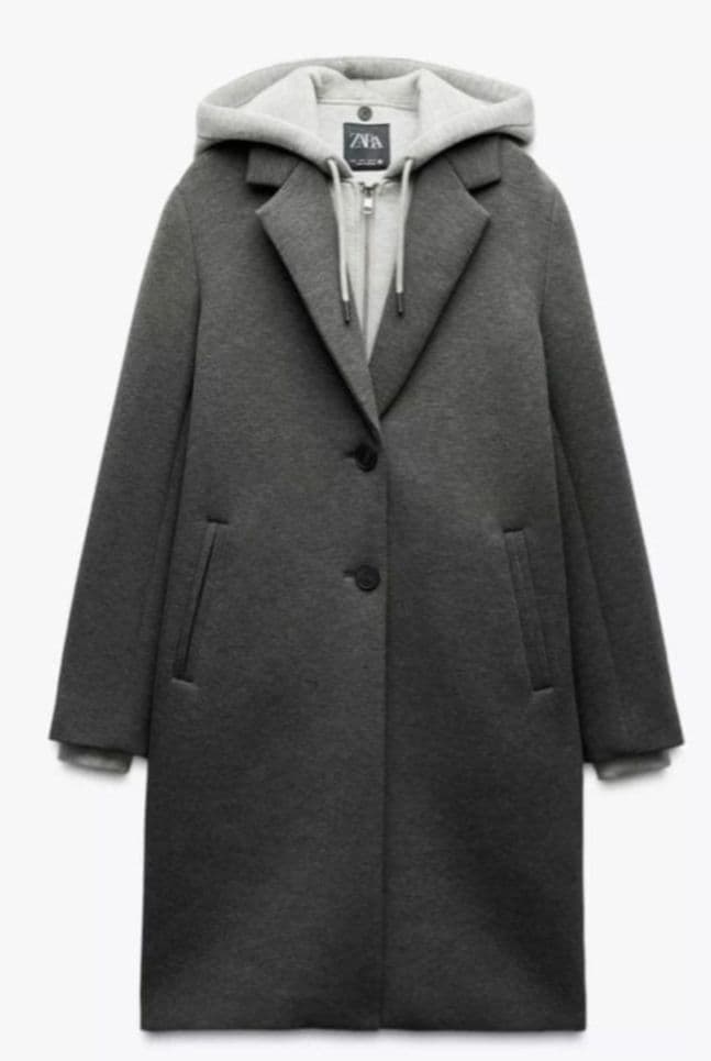 極美品　ZARA　チェスターコート　デタッチャブルフード コントラスト