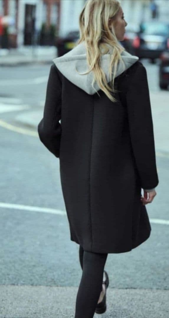 極美品　ZARA　チェスターコート　デタッチャブルフード コントラスト