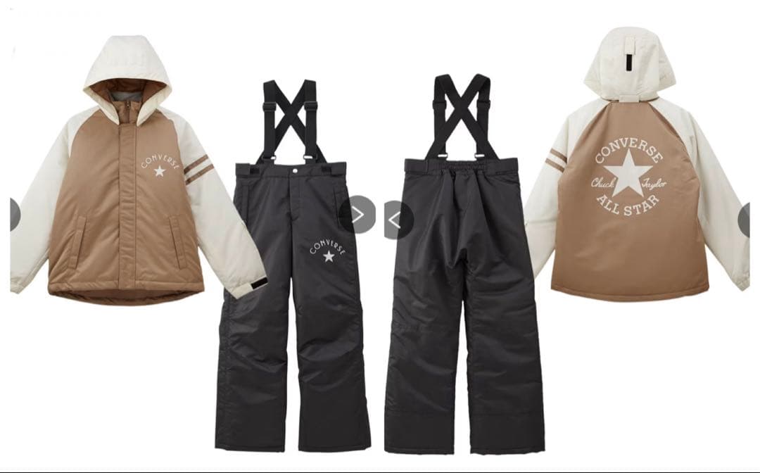 新品スキースノボウェア150コンバース上下セパレートセットサイズ調整可能男女兼用