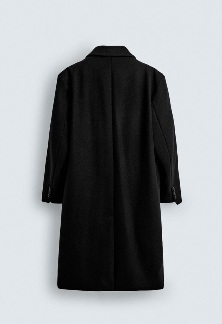 【未使用】ZARA ウール混オーバーサイズ ダブルブレストコート 黒 Mサイズ