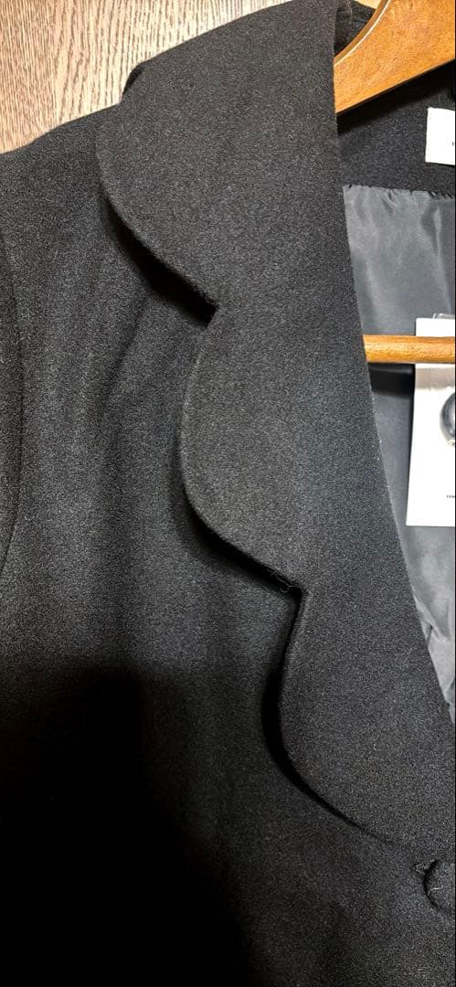 新品◆merry jenny スカラップカラー Aラインコート 黒 フリーサイズ