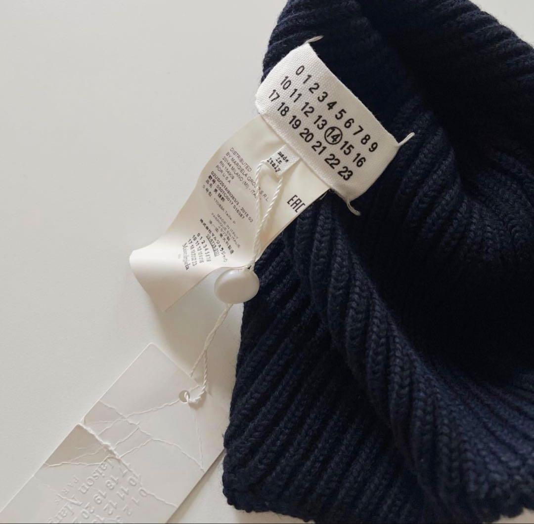 極美品タグ付き メゾンマルジェラ ダークネイビー ニット帽 S