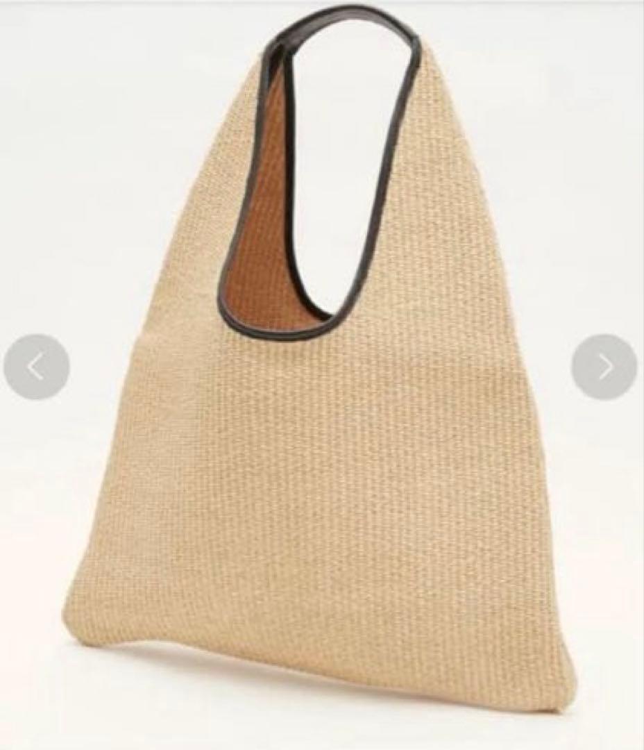 最終SALE★ARRONトライアングル ラフィア✕ レザー カゴバッグ 軽量