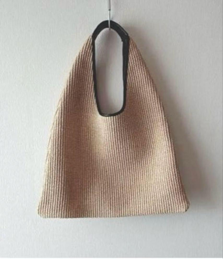 最終SALE★ARRONトライアングル ラフィア✕ レザー カゴバッグ 軽量