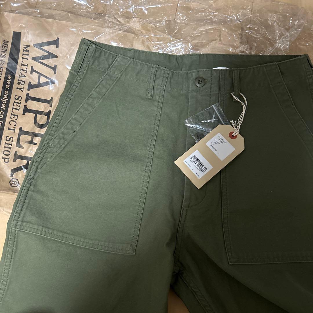 waiper オリーブ ワークパンツ コットン製