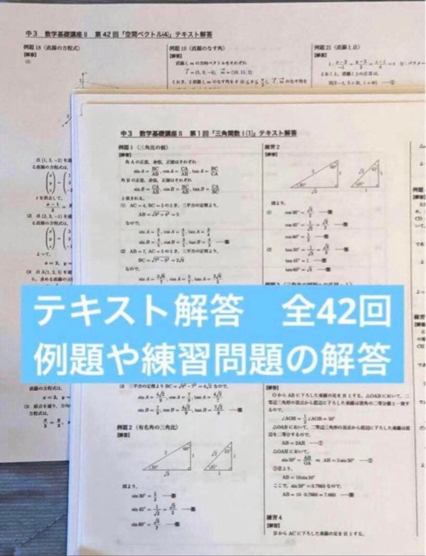 【フルセット独学可能】鉄緑会　中3 数学　テキスト4冊　プリント　講義ノート付