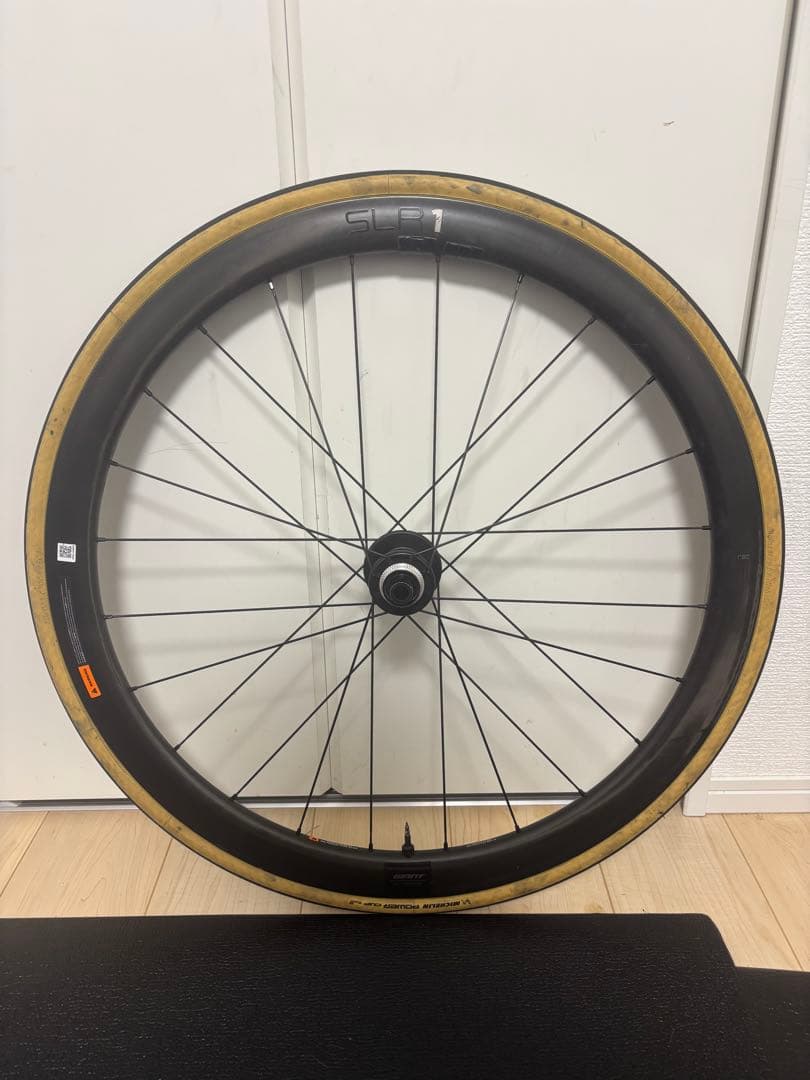 チューブレスタイヤ:Michelin カーボンホイール:GIANT SLR1