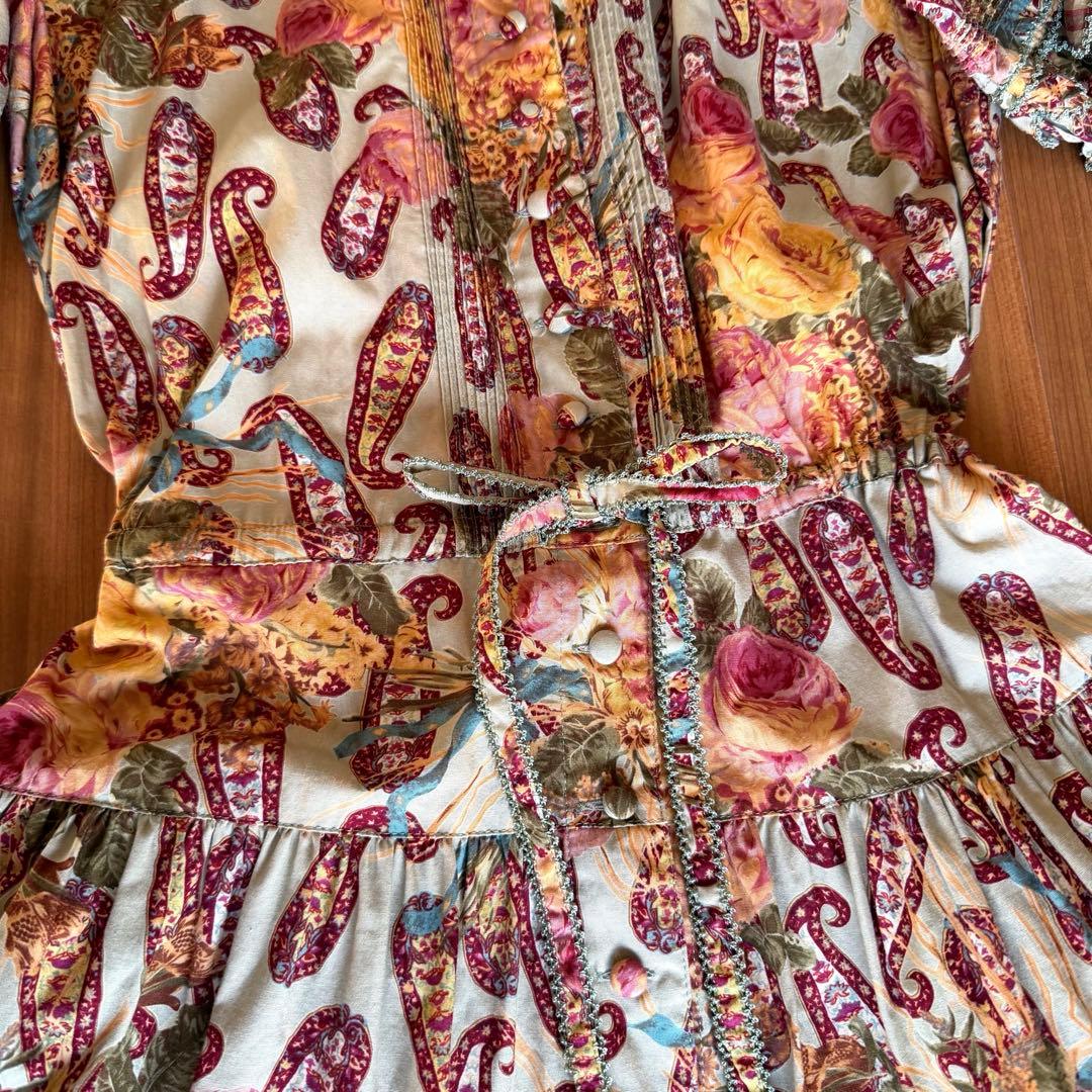 カネコイサオ ペイズリー 薔薇柄 ロングワンピース 半袖 ピンクハウス