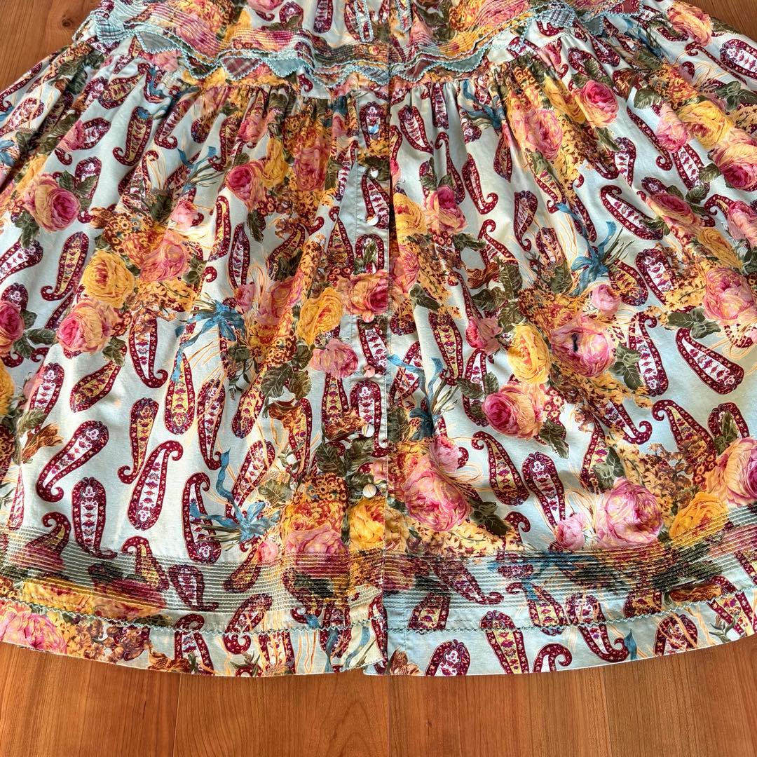 カネコイサオ ペイズリー 薔薇柄 ロングワンピース 半袖 ピンクハウス