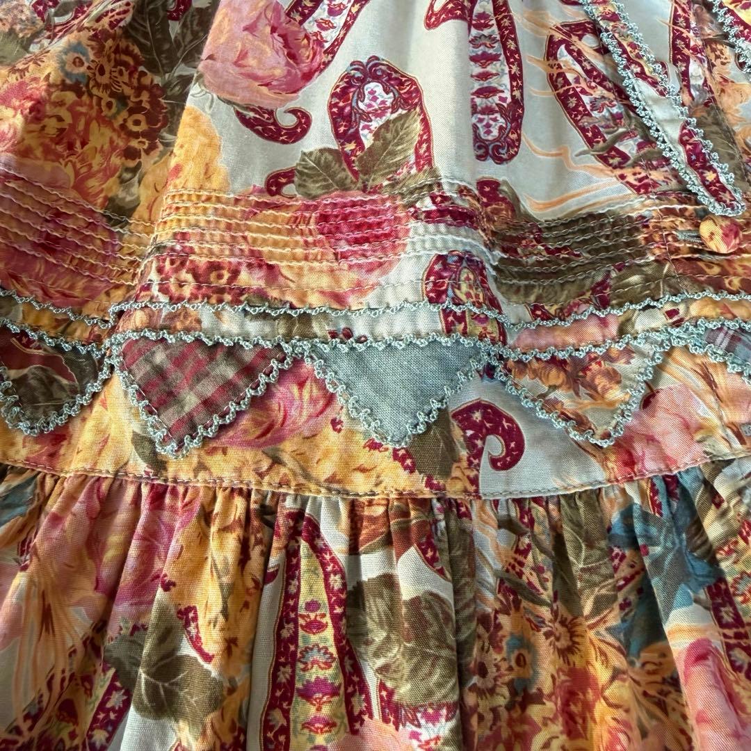 カネコイサオ ペイズリー 薔薇柄 ロングワンピース 半袖 ピンクハウス