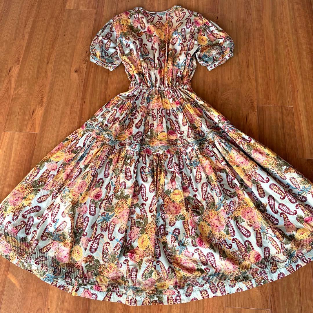 カネコイサオ ペイズリー 薔薇柄 ロングワンピース 半袖 ピンクハウス