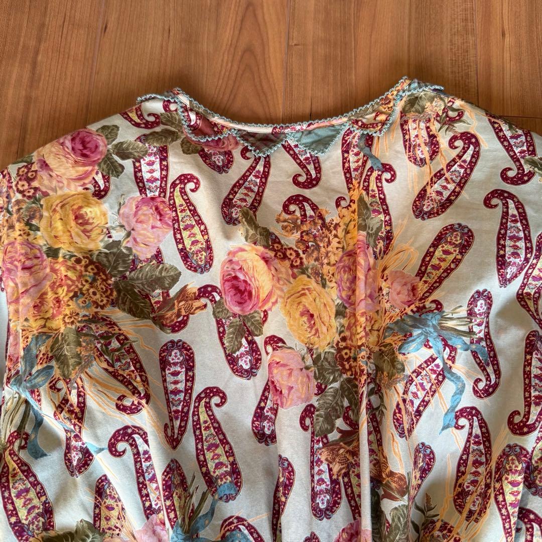 カネコイサオ ペイズリー 薔薇柄 ロングワンピース 半袖 ピンクハウス