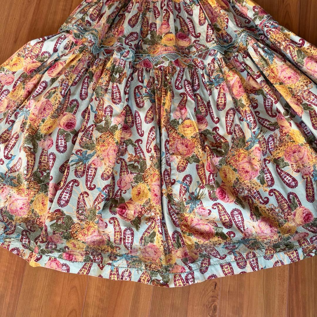 カネコイサオ ペイズリー 薔薇柄 ロングワンピース 半袖 ピンクハウス