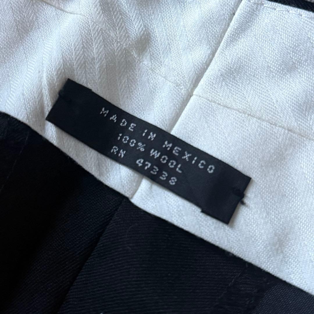 90s \"ウールギャバ\" 2タック ワイドスラックス \"ブラック\" W34