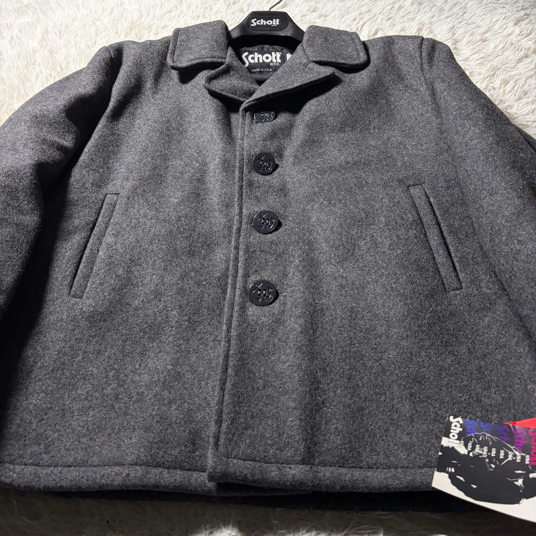ジ*ム様 未使用/タグ付■schott ピーコート　736A メルトンウール　L