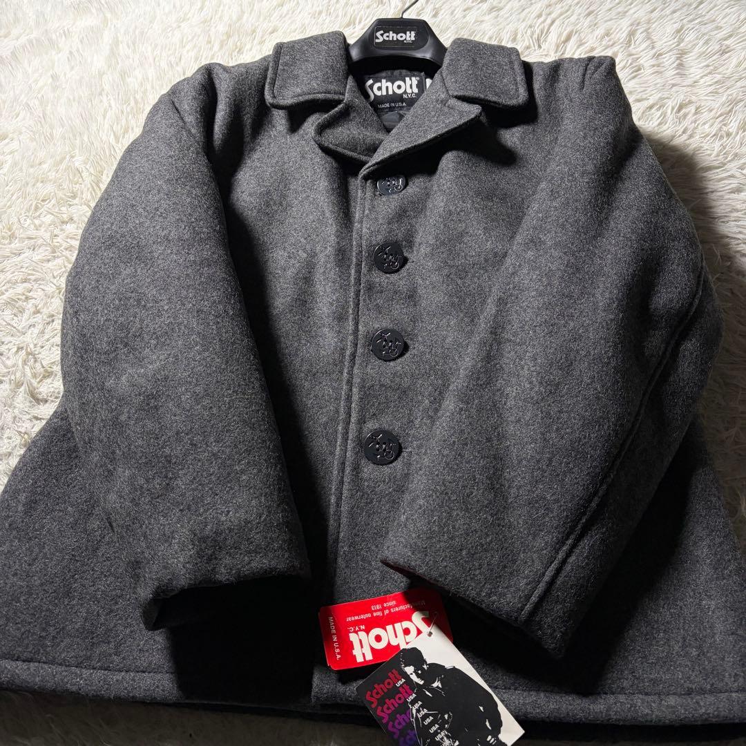 ジ*ム様 未使用/タグ付■schott ピーコート　736A メルトンウール　L