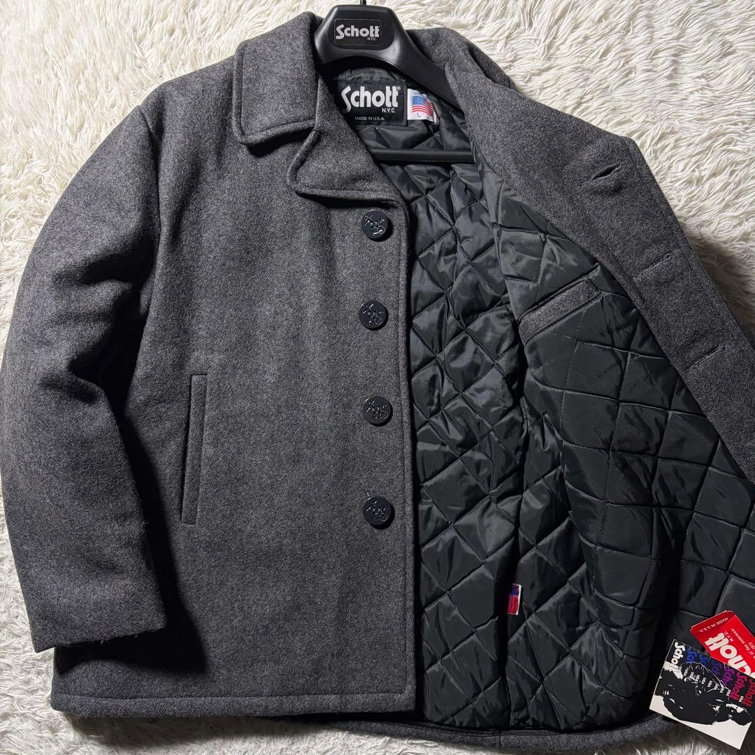 ジ*ム様 未使用/タグ付■schott ピーコート　736A メルトンウール　L