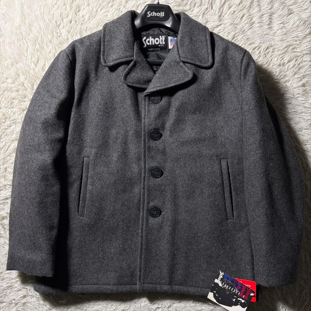 ジ*ム様 未使用/タグ付■schott ピーコート　736A メルトンウール　L