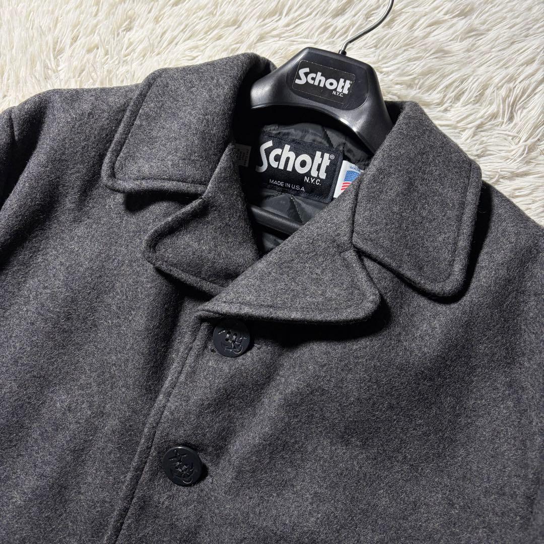 ジ*ム様 未使用/タグ付■schott ピーコート　736A メルトンウール　L