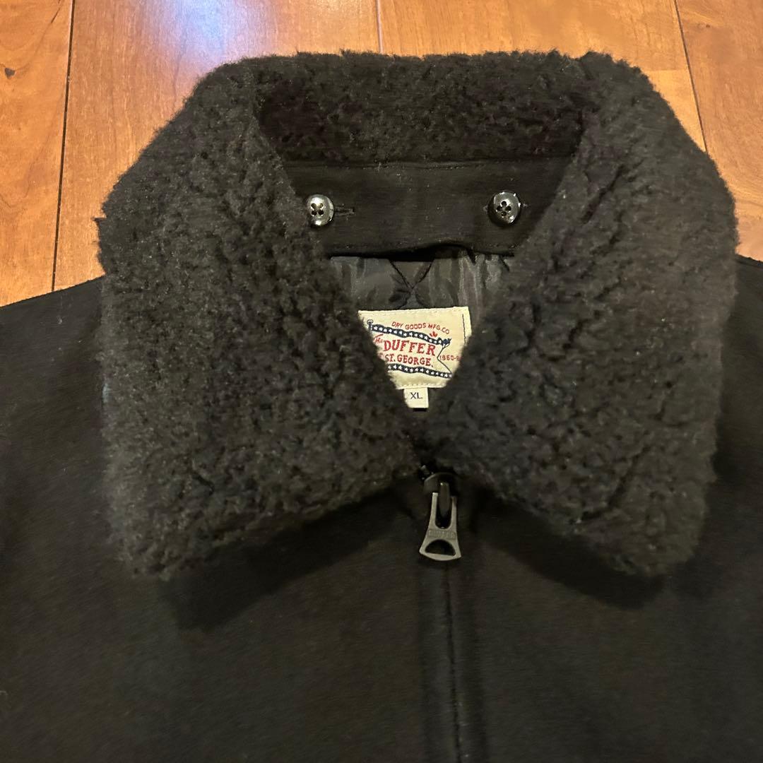 The DUFFER of St.Eレザー切替スタジャン/ボア襟付XL