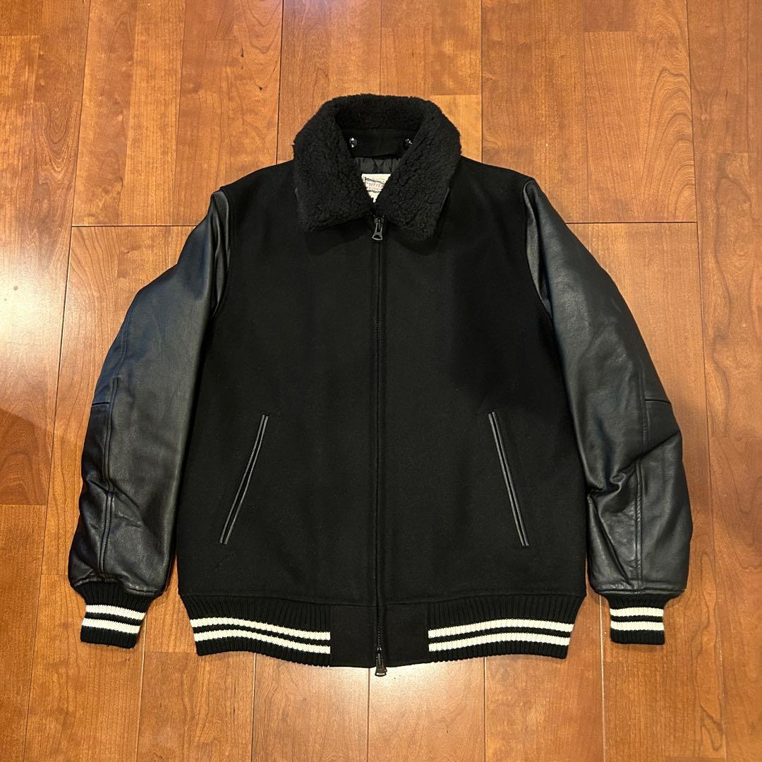 The DUFFER of St.Eレザー切替スタジャン/ボア襟付XL