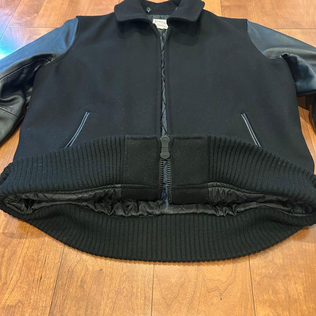 The DUFFER of St.Eレザー切替スタジャン/ボア襟付XL