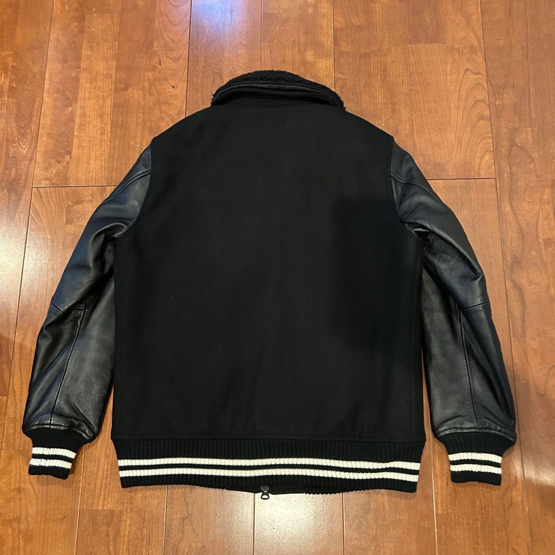 The DUFFER of St.Eレザー切替スタジャン/ボア襟付XL