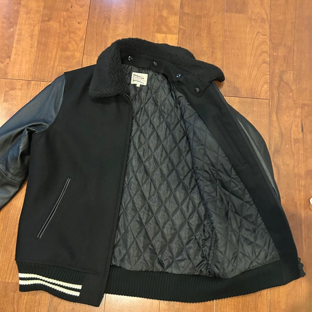 The DUFFER of St.Eレザー切替スタジャン/ボア襟付XL