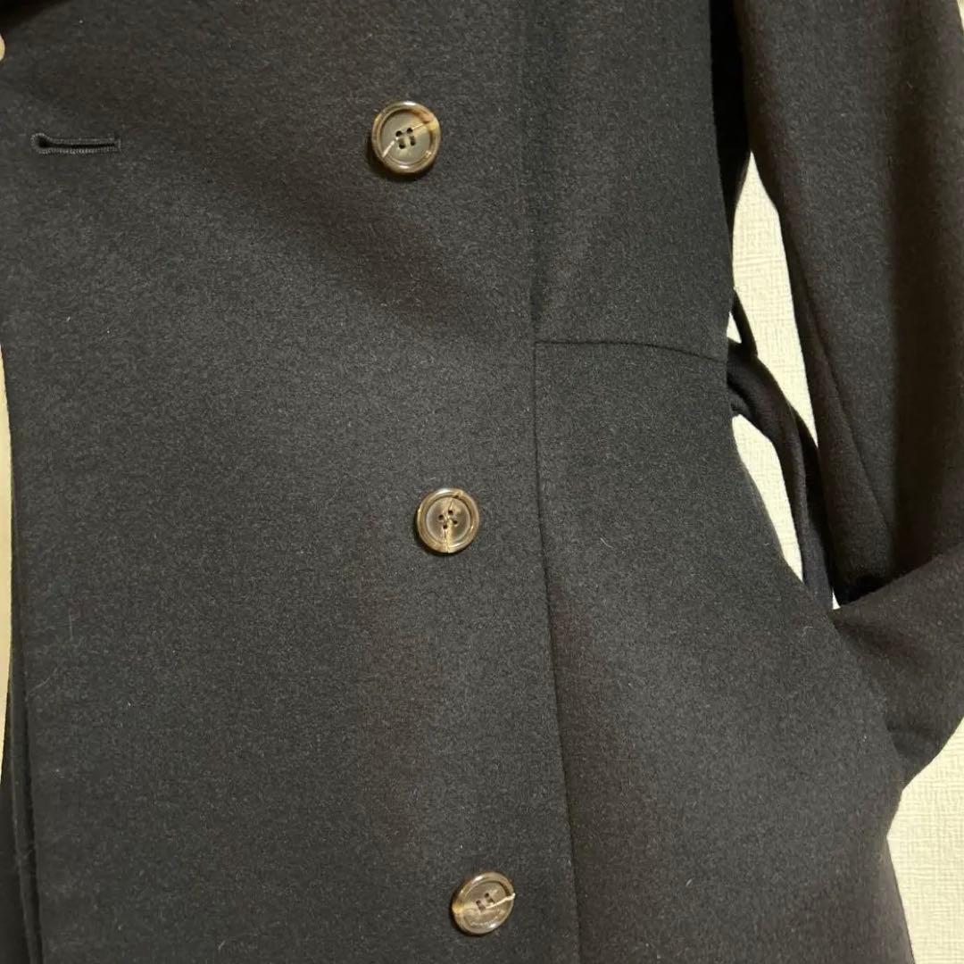 美品 イネド カシミヤ100% ベルト ロング コート 黒 ブラック　9号