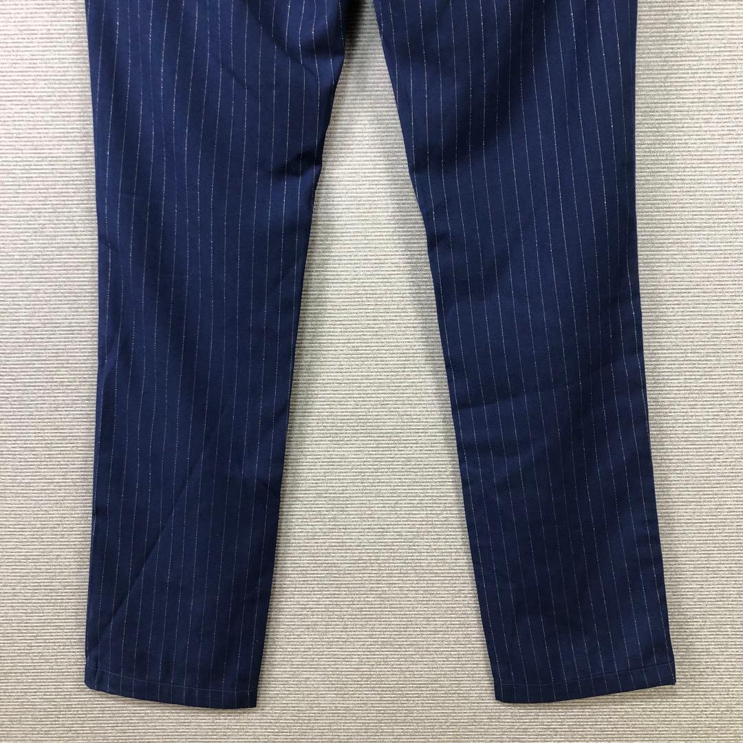 未使用品 PEARLY GATES ロゴ ストライプ パンツ 4 ネイビー