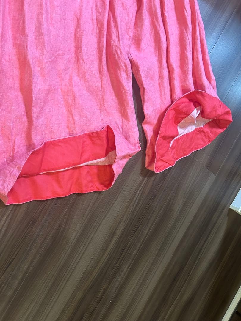 マイラン　ピンク　フリル付きピンクサロペット お直しありです。