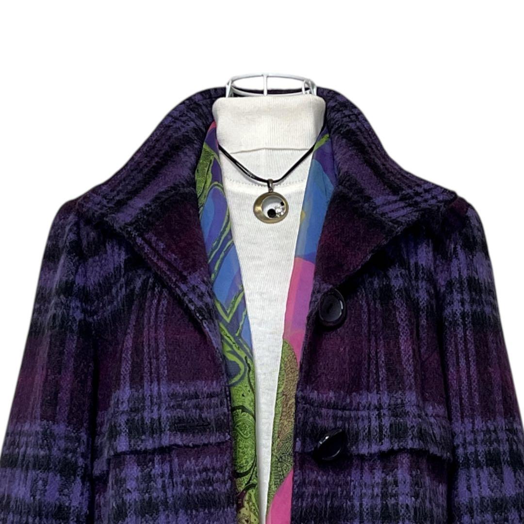 【新品】JUNO ジャケットコート　モヘア混　2way パープル　紫　軽量