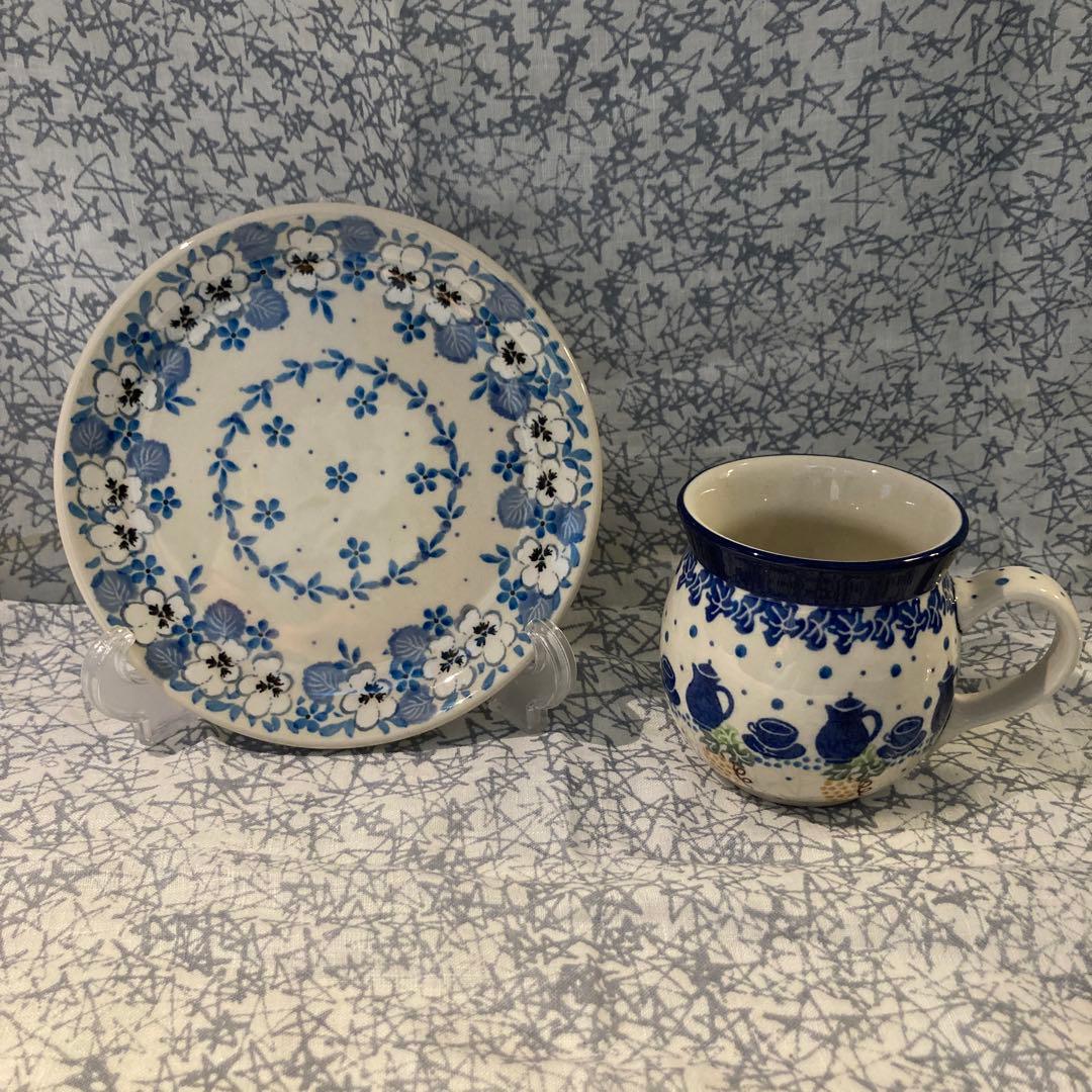 ポーランド食器　ポーリッシュポタリー　ビオラ　ケーキ皿　食器柄ポーリッシュマグ