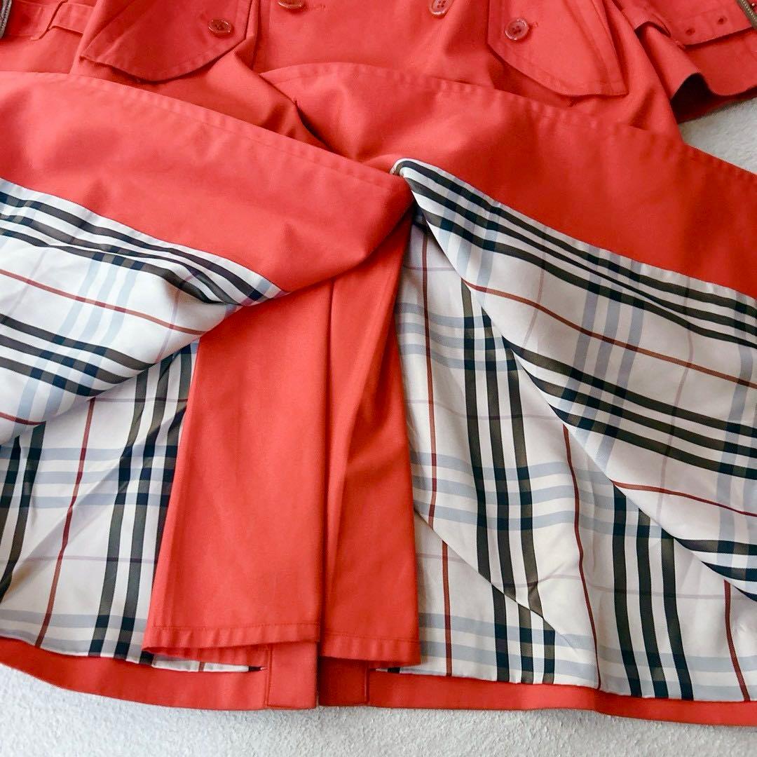 稀少✨バーバリー　トレンチコート　ロング　ダブル　ベルト　赤　ノバチェック　L