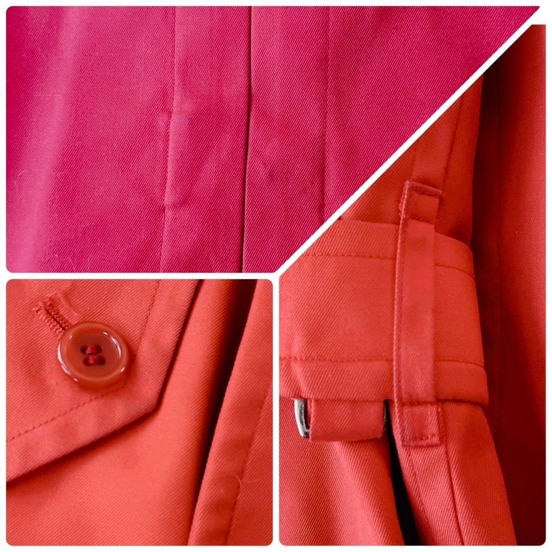 稀少✨バーバリー　トレンチコート　ロング　ダブル　ベルト　赤　ノバチェック　L