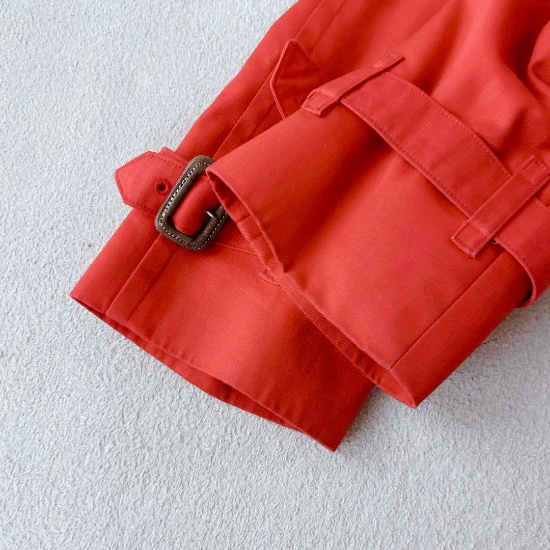 稀少✨バーバリー　トレンチコート　ロング　ダブル　ベルト　赤　ノバチェック　L