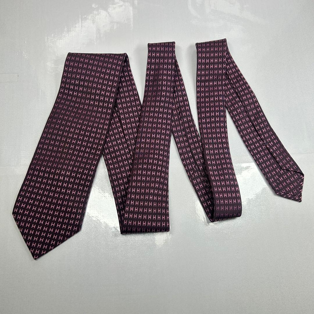 HERMES エルメス 極美品 ネクタイ ファソネ H柄 H織 人気 バイカラー