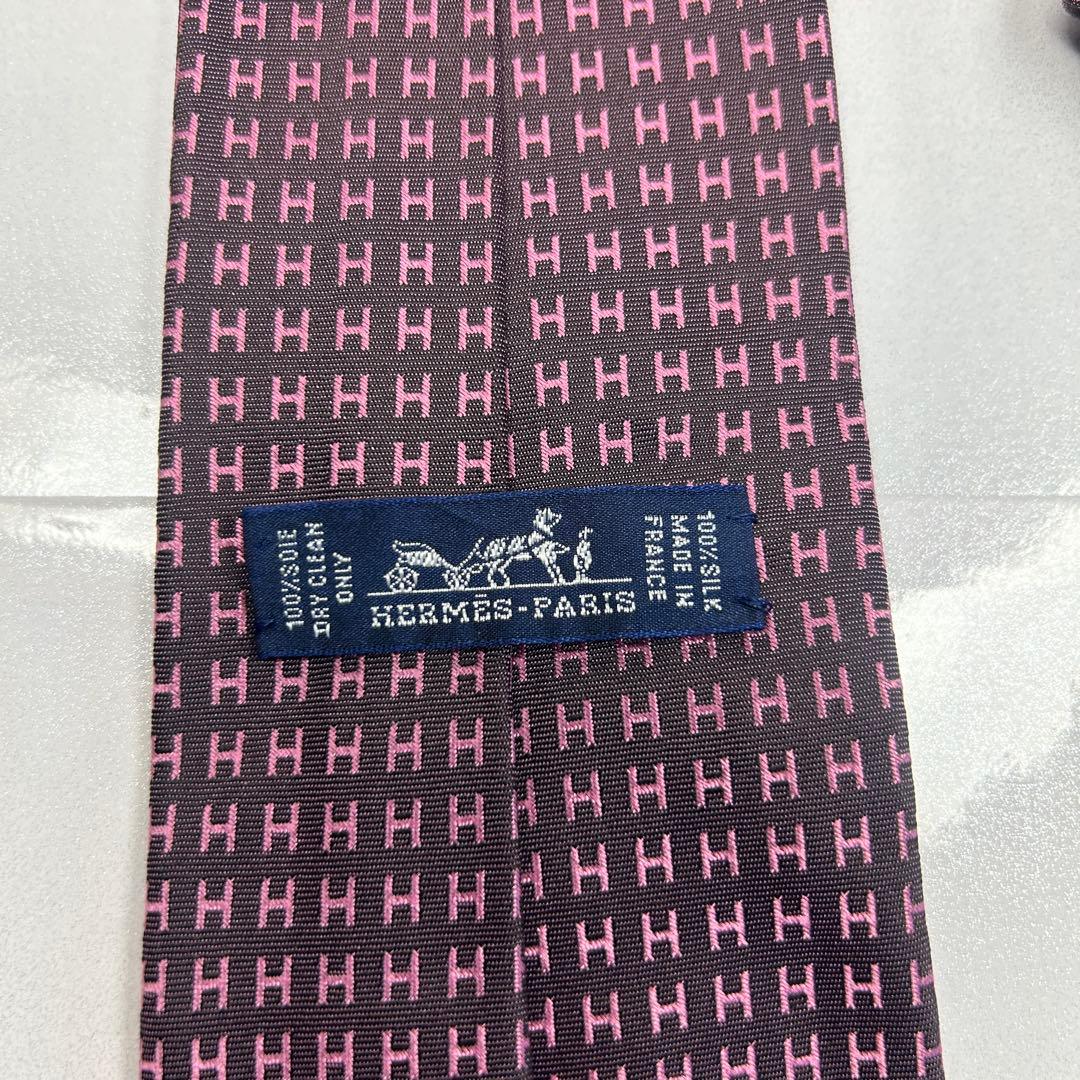 HERMES エルメス 極美品 ネクタイ ファソネ H柄 H織 人気 バイカラー