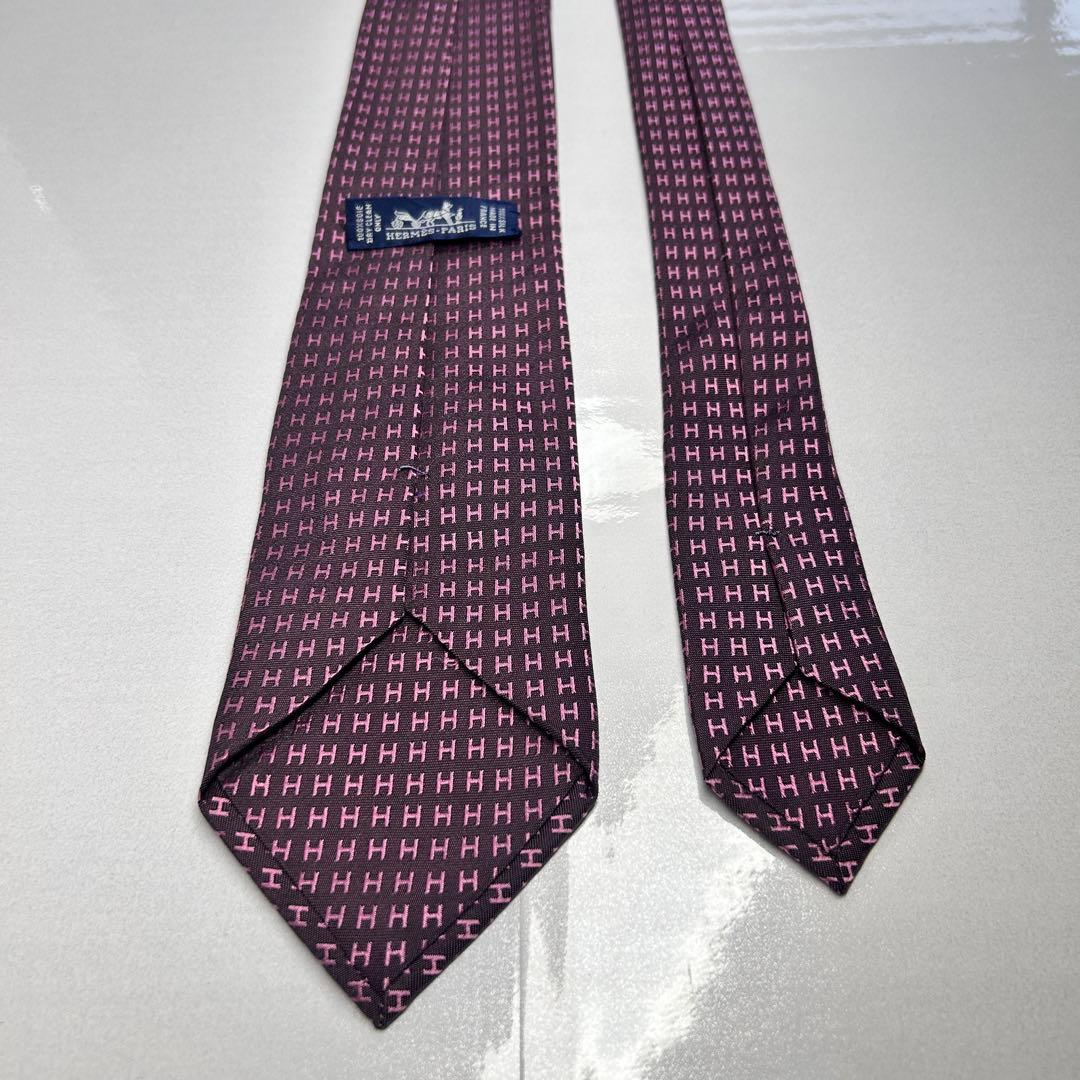 HERMES エルメス 極美品 ネクタイ ファソネ H柄 H織 人気 バイカラー